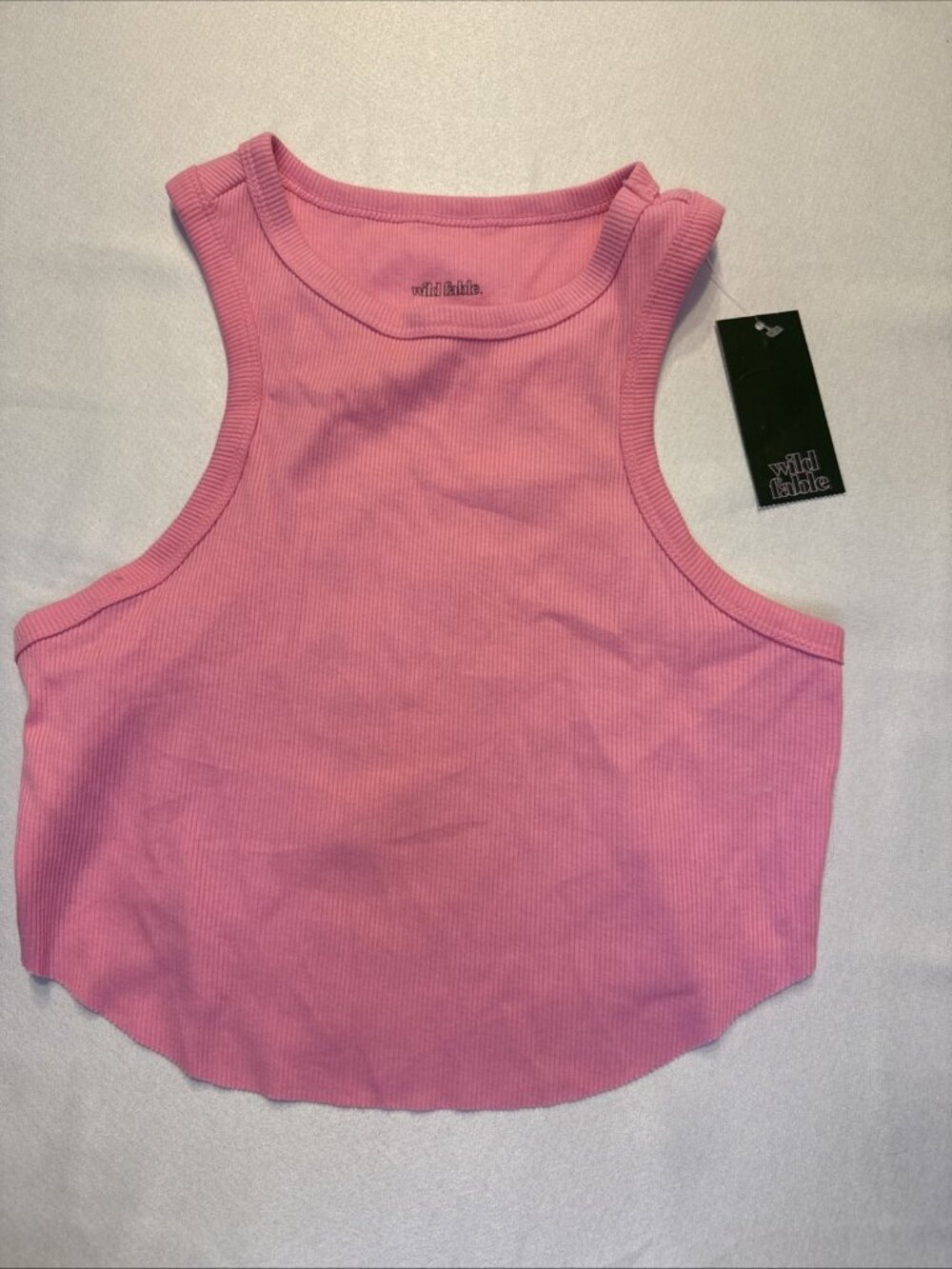 NWT Women's Wild Fable Ribbed Cropped Tank Top Sleeveless Pink Size M